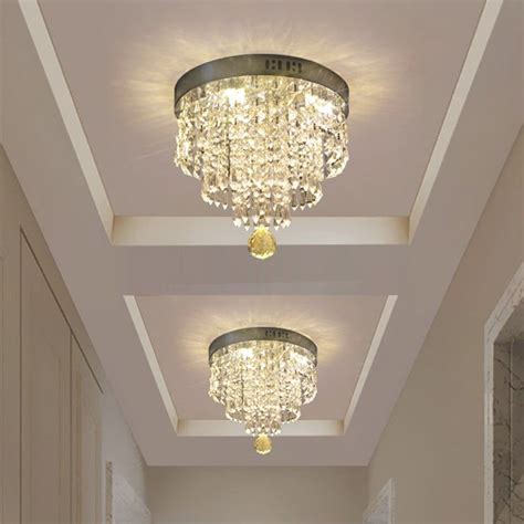 Cascading Corridor Flush Mount Fixture Modernism Clear Crystal LED