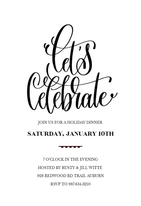 Lets Celebrate Dinner Party Invitation Template Free Greetings