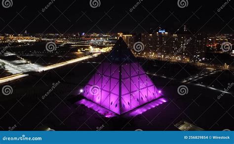 Aerial View of Modern Buildings of Abu Dhabi Plaza Complex at Night ...