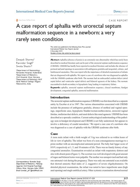 A Case Report Of Aphallia With Urorectal Septum Malformation Sequence