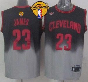 Cavaliers 23 LeBron James Black Grey Fadeaway Fashion The Finals Patch