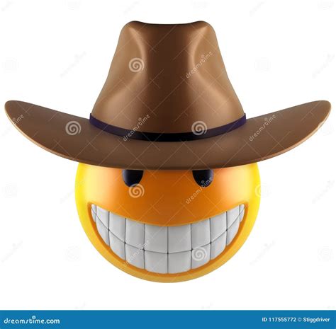 Esfera Linda Del Emoji De La Sonrisa Con El Sombrero De Vaquero Stock