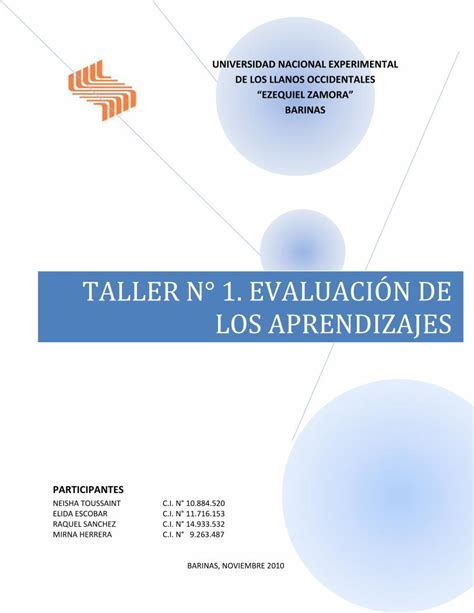 PDF TALLER N 1 EVALUACIÓN DE LOS APRENDIZAJES PDF