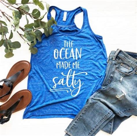 The Ocean Made Me Salty Tank Top Beach Tank Top Fun Cute Etsy Beach