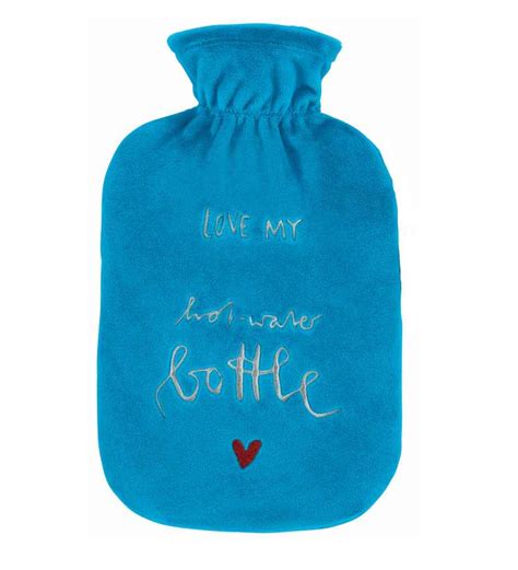 Embroidered Love My Hot Water Bottle Fleece Hot Water Bottle Latex