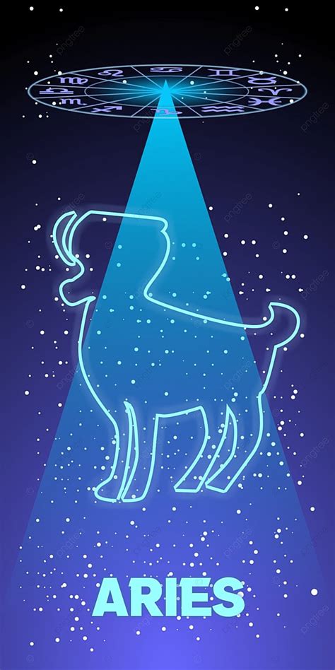 Aries Constellation In Space With A Holographic Zodiac Character Glow