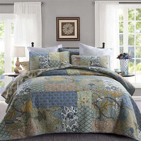 Yvooxny Quilt Set California King Bedspread Oversized Quilt Reversible Green Farmhouse Garden