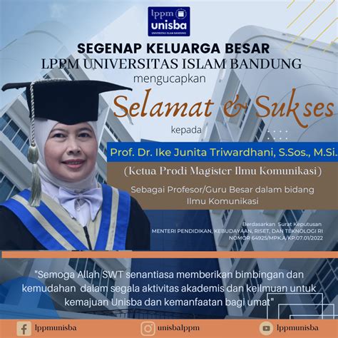 Ucapan Selamat Sukses Kepada Prof Dr Ike Junita Triwardhani S Sos