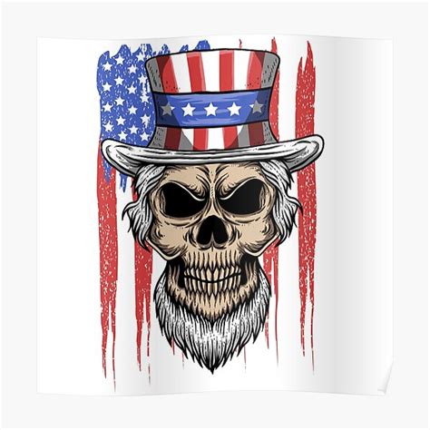 Skull Uncle Sam With Usa Flag Poster For Sale By Joniorshop Redbubble