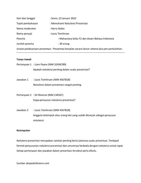 Pengertian Format Dan Contoh Notulensi Presentasi Terbaru