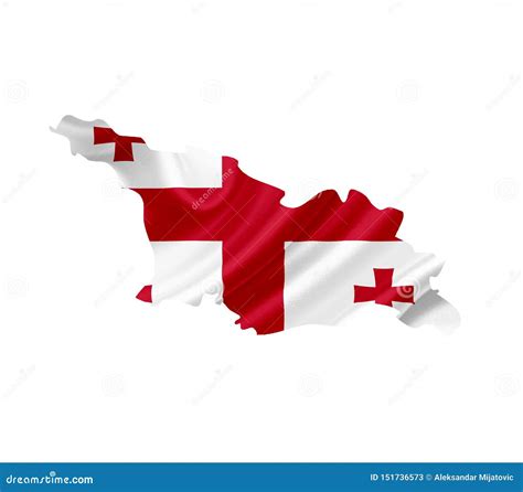 Map Of Georgia With Waving Flag Isolated On White Imagem De Stock