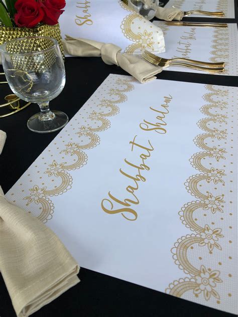 Shabbat Shalom Placemats Gold Lace Romilipo