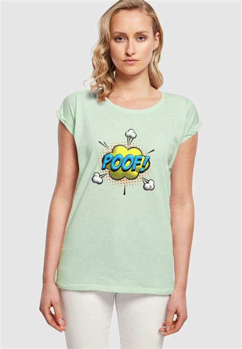 Merchcode Poof Comic Extended Shoulder T Shirt Print Neo Mintmint