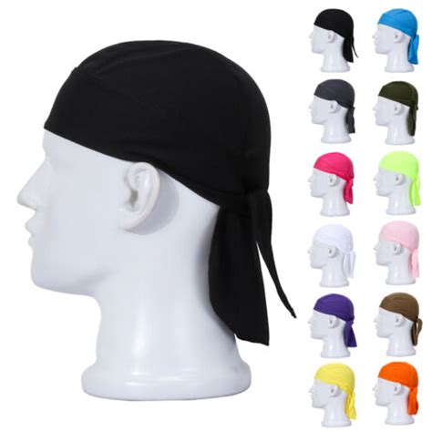 Solid Cotton Biker Skull Cap Motorcycle Bandana Head Wrap Du Doo Do Rag