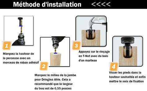 Uni Fine M10 Lot de 8 pieds réglables pour meubles Vis de réglage