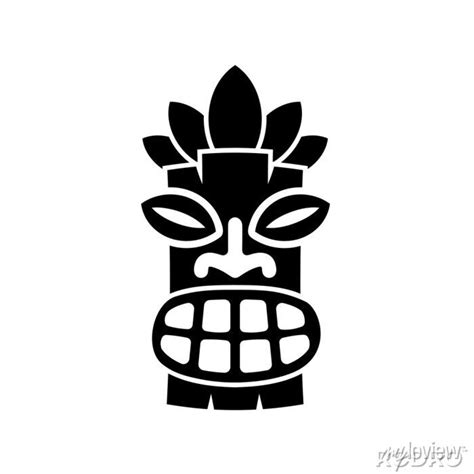 Tiki Hawaiian Mask Silhouette Icon Clipart Image Isolated On • Wall