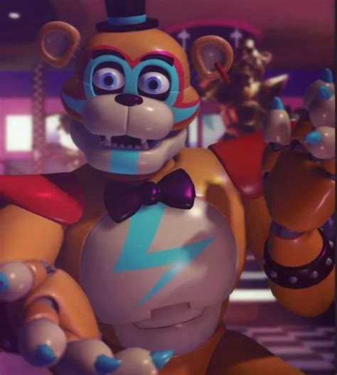 Freddy Fazbear Animated Character In Glam Rock Style