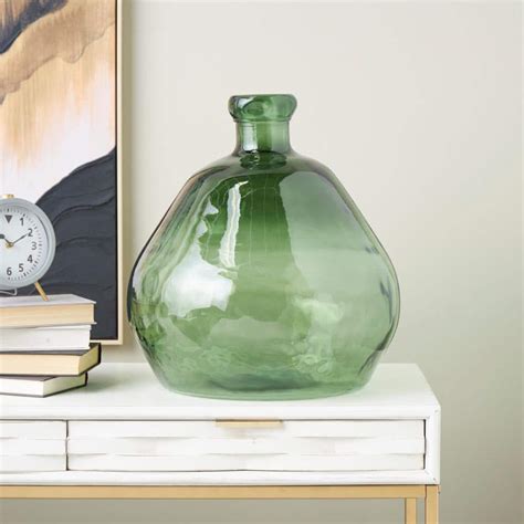 Litton Lane Green Handmade Wide Ombre Spanish Bottle Recycled Glass