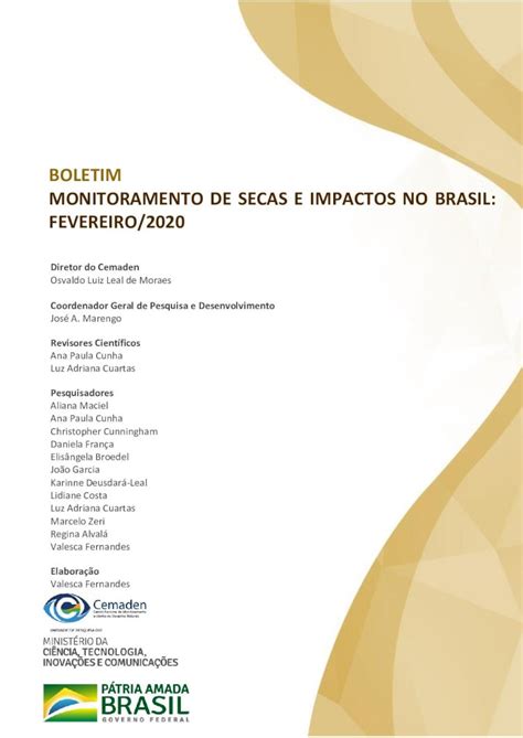 Pdf Boletim Monitoramento De Secas E Impactos No Brasil O