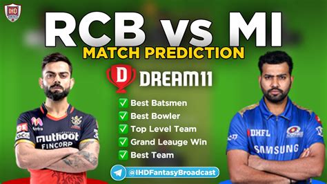 Rcb Vs Mi Dream11 Team Prediction Preview And Head To Head 10th Match