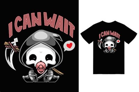 Premium Vector Cute Grim Reaper Illustration With Tshirt Design