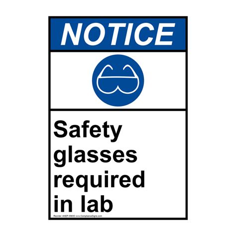 Ansi Safety Glasses Required In Lab Sign With Symbol Ane