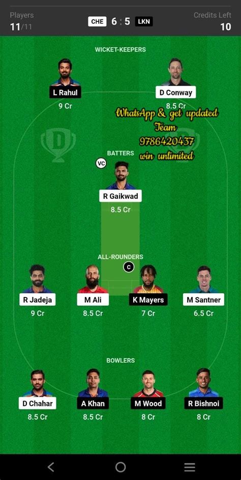 CHE Vs LKN 6th Match Dream11 Team Fantasy Prediction TATA IPL