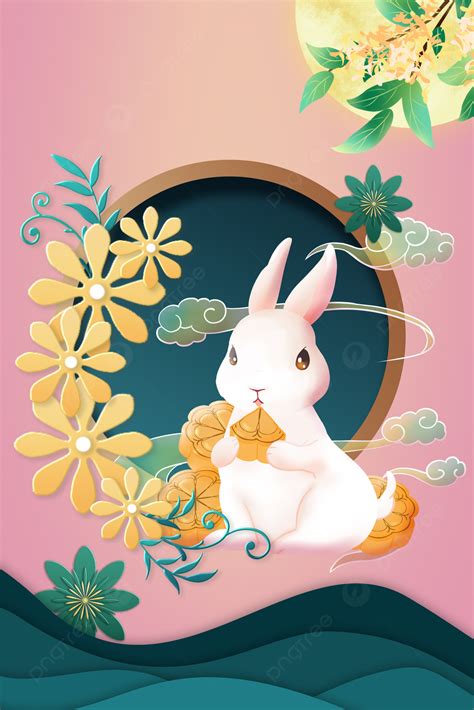 Simple Mid Autumn Festival Chinese Style Jade Rabbit Background Poster