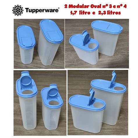 Porta Cereal Tupperware 2 Modular Oval Dispenser Nº 3 e 4 1 7 litro 2