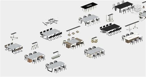 Dining table Furniture Pack Revit Family Interior 3D model | CGTrader