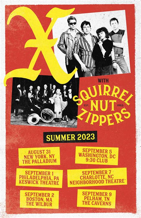 Legendary Punk Band X And Platinum Selling Jazz Rockers Squirrel Nut