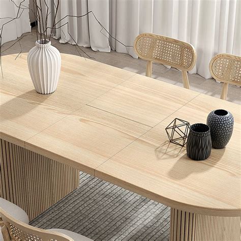 Free Shipping On Japandi Oval Extendable Whitewash Dining Table