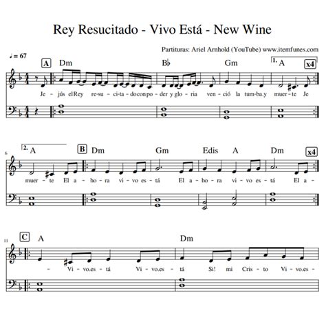 El Rey Resucitado Vivo Est New Wine Partitura Notas Acordes