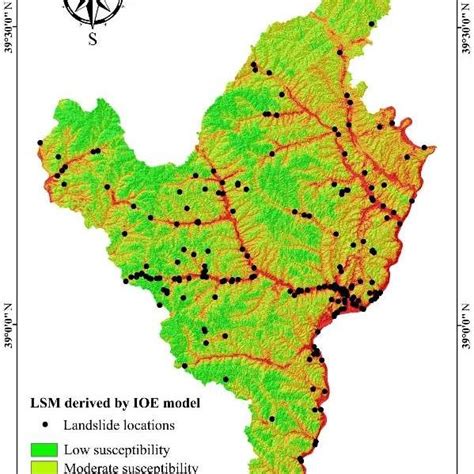 Landslide Susceptibility Map Derived From A The Ioe Model B Download Scientific Diagram