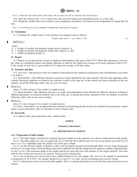 Astm D6374 12 Standard Test Method For Volatile Matter In Green