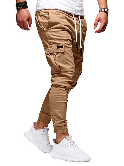 Men Elastic Waist Ankle Tied Cargo Pants Walmart