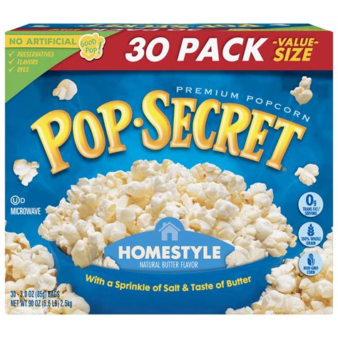 Pop Secret Microwave Popcorn, Homestyle, 3 Oz, 30 Ct - Walmart.com - Walmart.com