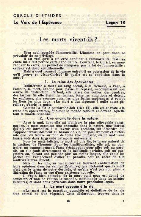 La Voix de l Espérance 18 Les morts vivent ils