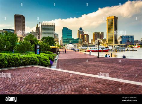 The Waterfront Promenade And Skyline At The Inner Harbor In Baltimore