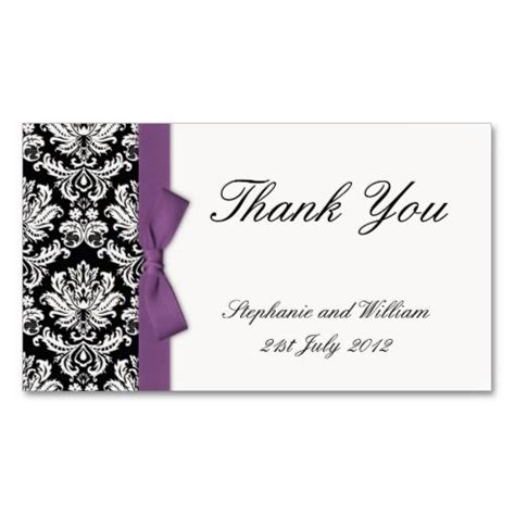 Purple Bow Damask Thank You Cards Zazzle Purple Bows Damask