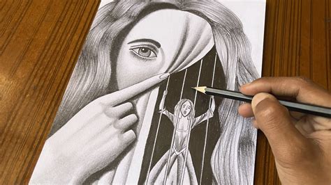 Locked Girl Meaningful Drawing Pencil Sketch With Deep Meaning