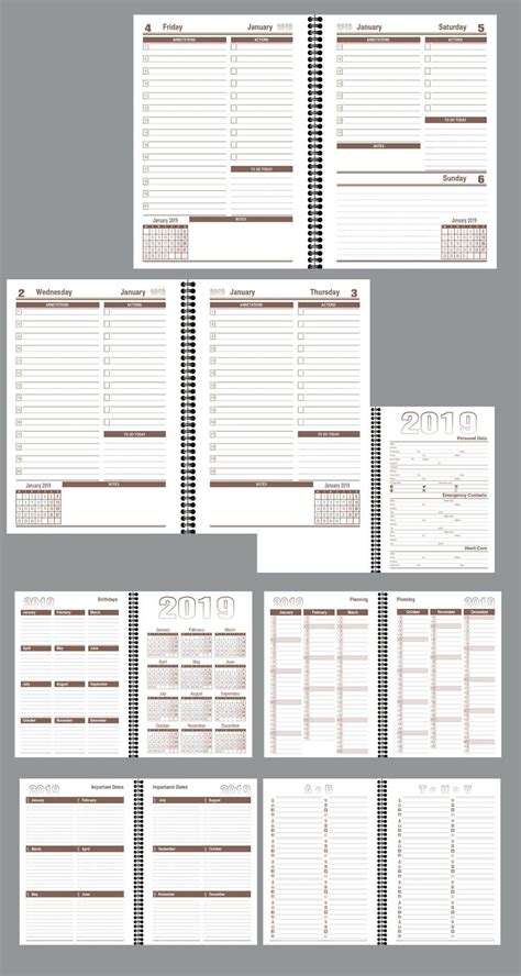 Daily Planner Agenda Indesign Template Fully Editable Model ATD36