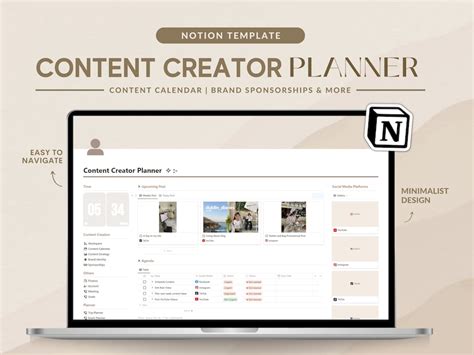 Content Creator Notion Template Social Media Planner Instagram Youtube