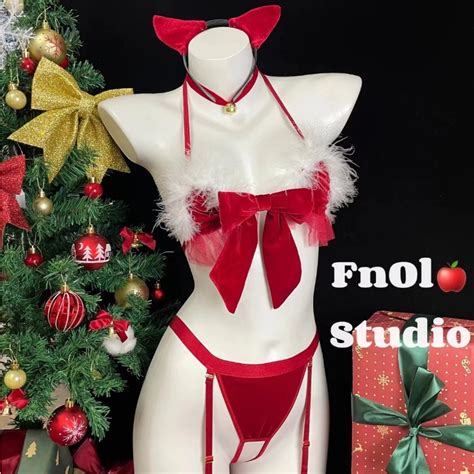 Fnol Studio Christmas Cat Bell New Style Christmas Sexy Lingerie