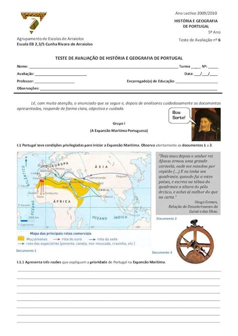 Pdf Teste De Avalia O De Hist Ria E Geografia De Pdf File Ano