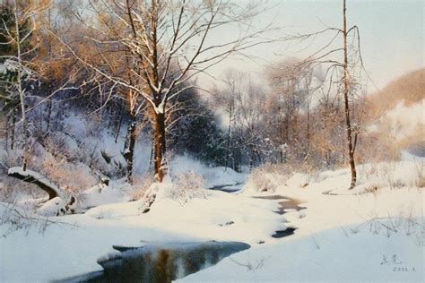 пейзажи художника Taoshi Hu -08 | Пейзажи, Акварельные пейзажи ...