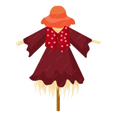 Premium Vector Scarecrow Cartoon Illustration In Red Dress