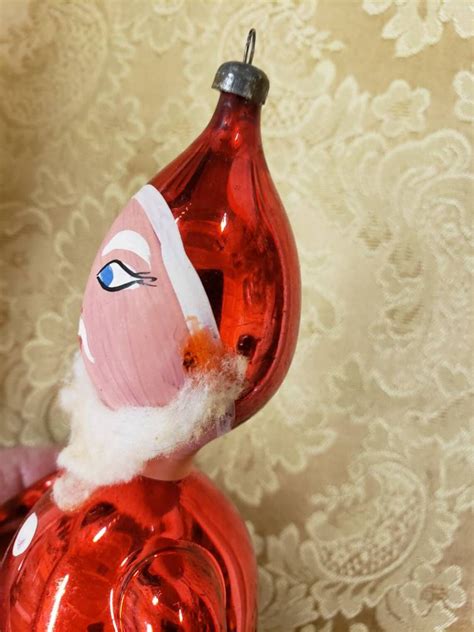 Vintage Hand Blown Santa Glass Ornament Etsy