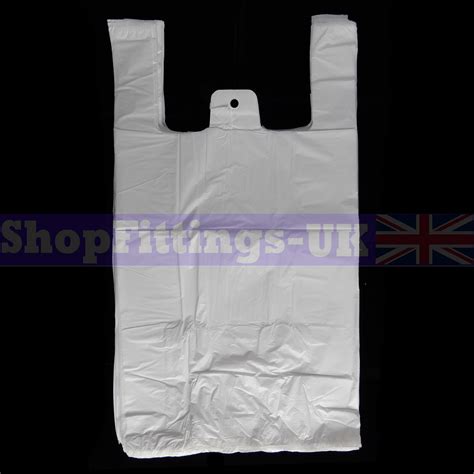 X White Plastic Vest Carrier Bags For Stalls Shopping Retail Bags