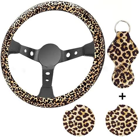 Leopard Print Car Decorations Interior Pcs Set Steering Wheel Cover